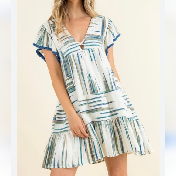 Anthropologie THML Can't Resist Cotton Criss Cross Neck Mini Dress sz.S - Picture 5 of 11